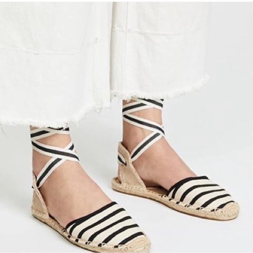 Soludos Black striped lace up espadrilles